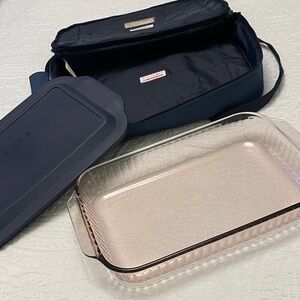 Pyrex Portables 3 Piece Set Vision Rectangular Cranberry Color Baking Dish 13x9